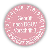 Geprüft nach DGUV Vorschrift 3, rosa