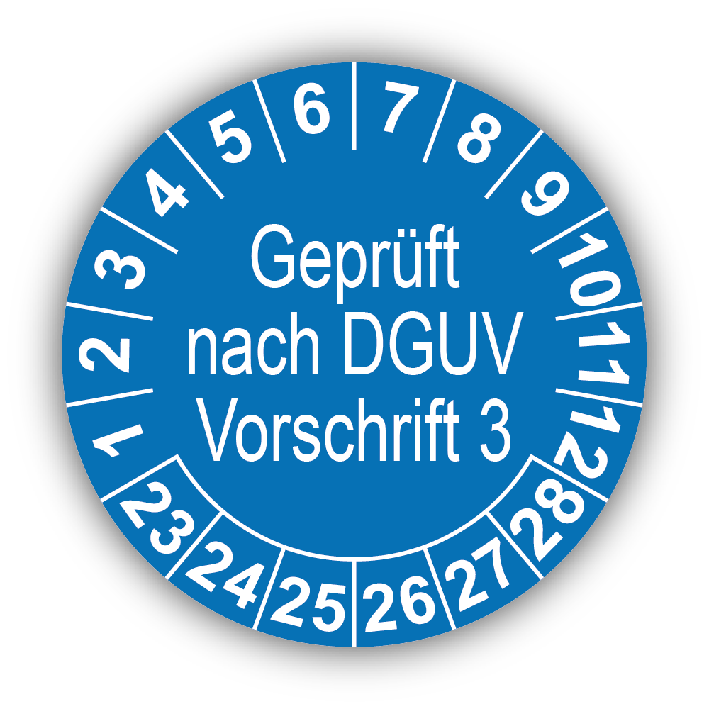 Geprüft nach DGUV Vorschrift 3, blau