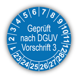 Geprüft nach DGUV Vorschrift 3, blau