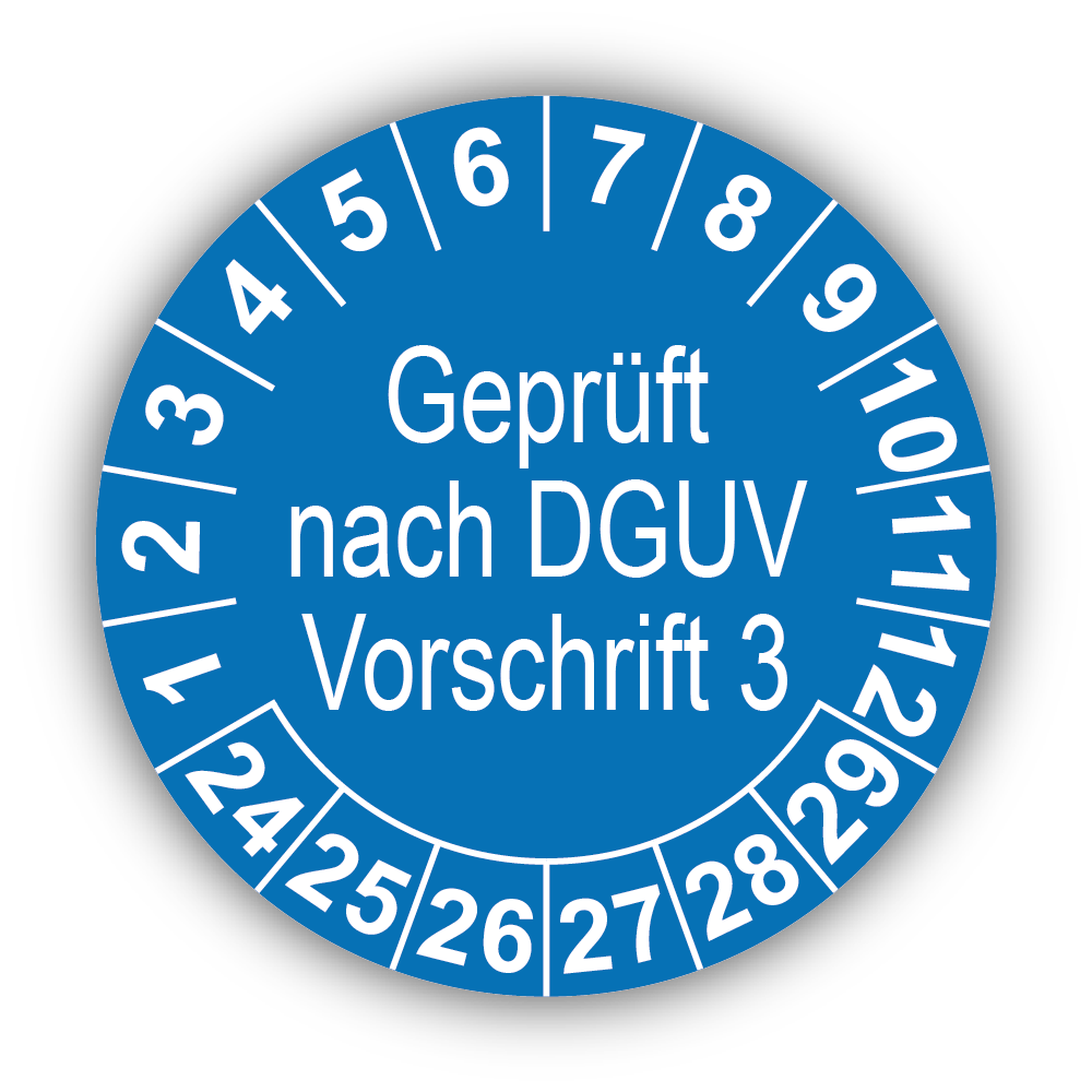 Geprüft nach DGUV Vorschrift 3, blau