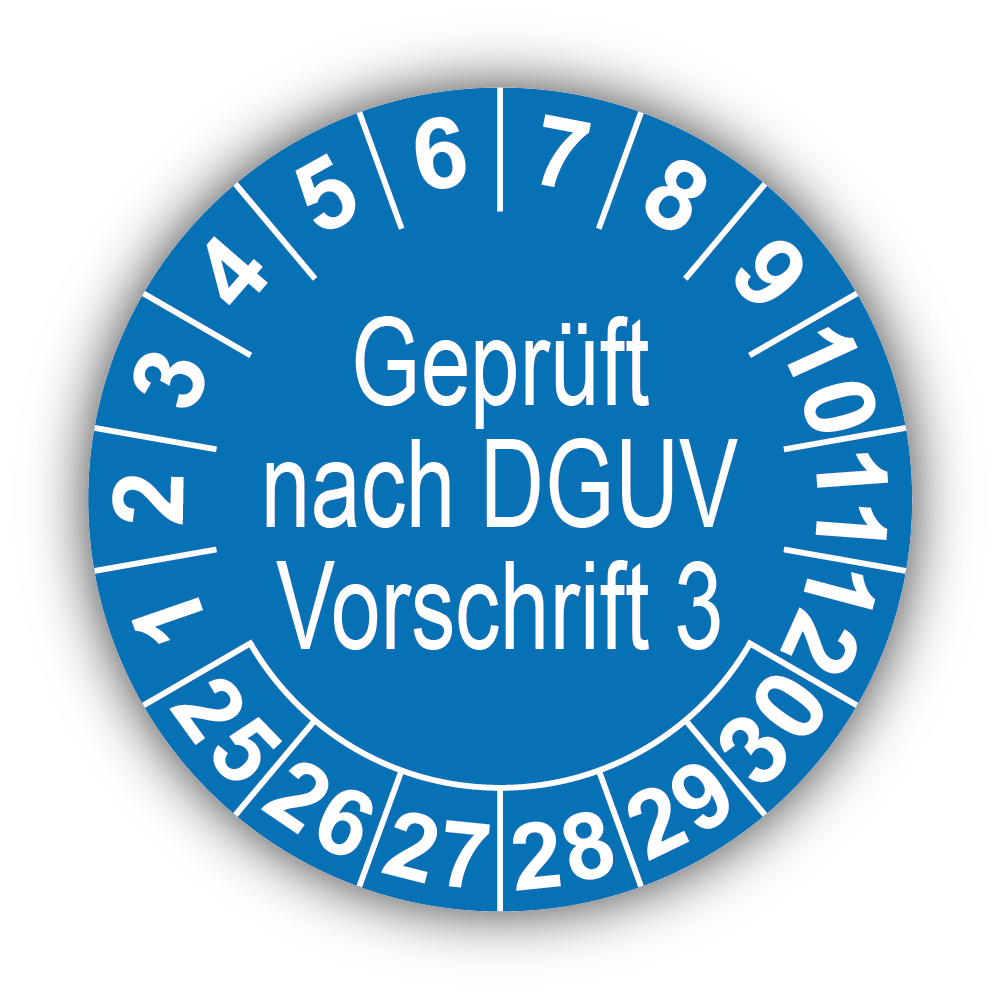 Geprüft nach DGUV Vorschrift 3, blau