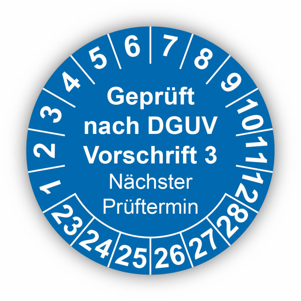 Geprüft nach DGUV Vorschrift 3 Nächster Prüftermin, blau