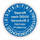 Geprüft nach DGUV Vorschrift 3 Nächster Prüftermin, blau