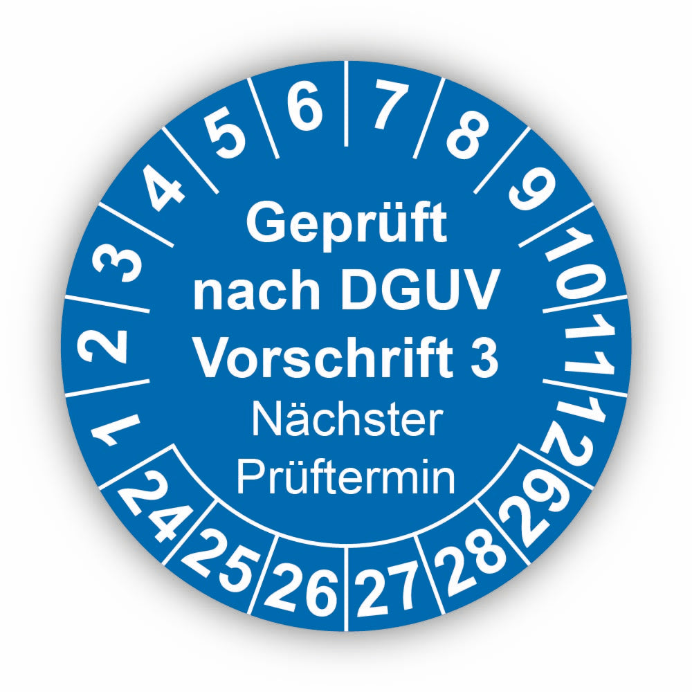 Geprüft nach DGUV Vorschrift 3 Nächster Prüftermin, blau