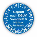 Geprüft nach DGUV Vorschrift 3 Nächster Prüftermin, blau