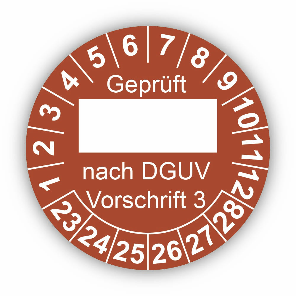 Geprüft … nach DGUV Vorschrift 3, braun (zum Selbstbeschriften)