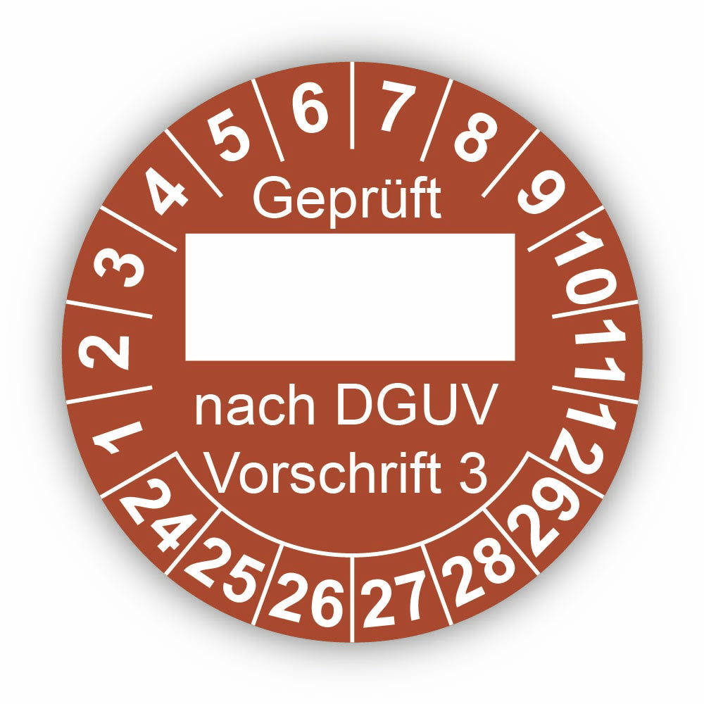 Geprüft … nach DGUV Vorschrift 3, braun (zum Selbstbeschriften)