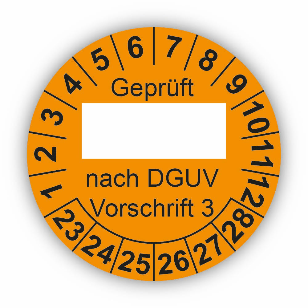 Geprüft … nach DGUV Vorschrift 3, orange (zum Selbstbeschriften)