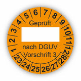 Geprüft … nach DGUV Vorschrift 3, orange (zum Selbstbeschriften)