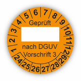 Geprüft … nach DGUV Vorschrift 3, orange (zum Selbstbeschriften)