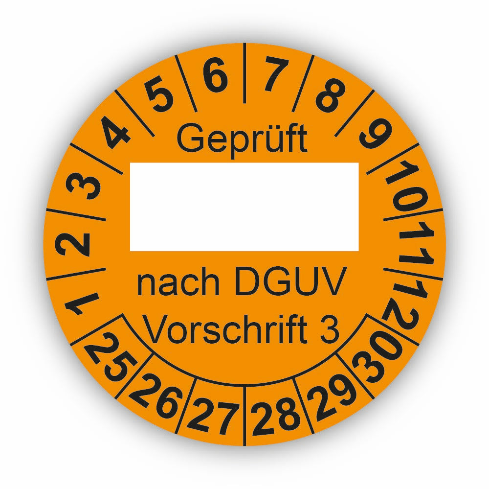 Geprüft … nach DGUV Vorschrift 3, orange (zum Selbstbeschriften)