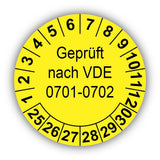 Geprüft nach VDE 0701-0702, gelb