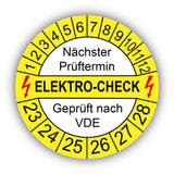 Elektro-Check Nächster Prüftermin Geprüft nach VDE, gelb/weiß