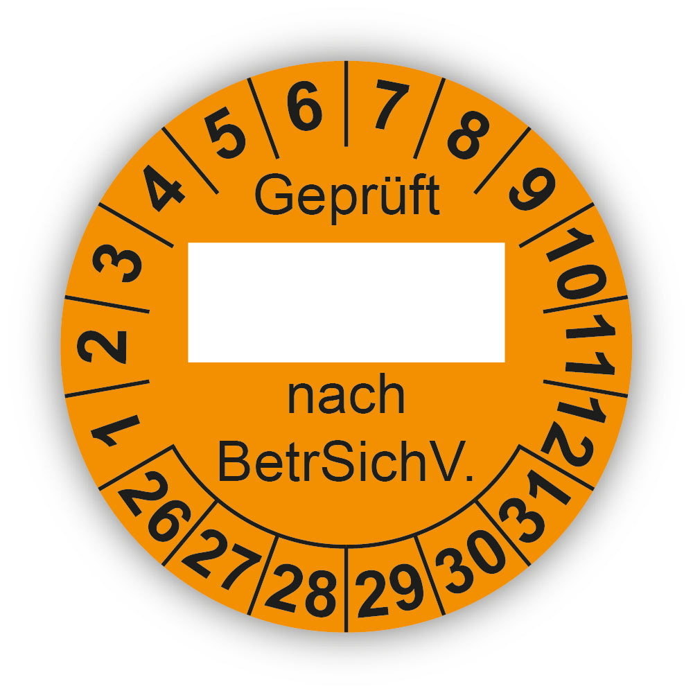 Geprüft … nach BetrSichV., gelb (zum Selbstbeschriften)