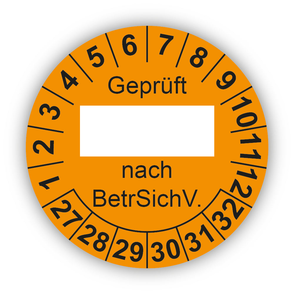 Geprüft … nach BetrSichV., gelb (zum Selbstbeschriften)