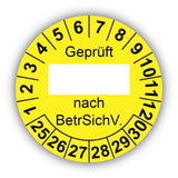 Geprüft … nach BetrSichV., gelb (zum Selbstbeschriften)