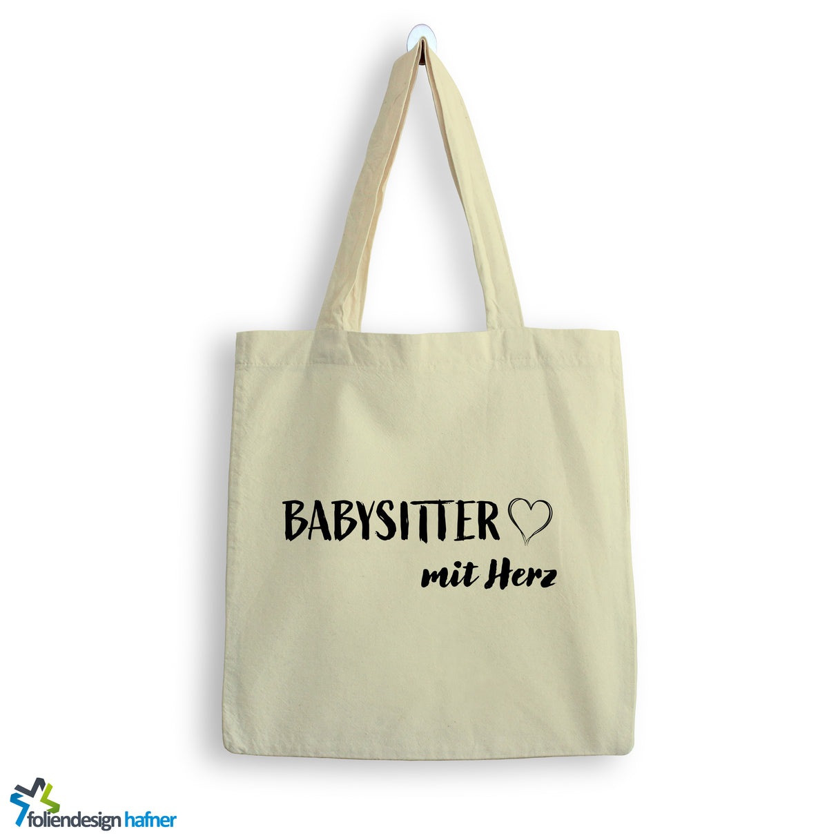 Jutebeutel Babysitter mit Herz Tasche Baumwolle 10 Liter