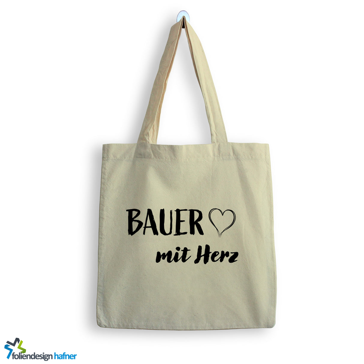 Jutebeutel Bauer mit Herz Tasche Baumwolle 10 Liter