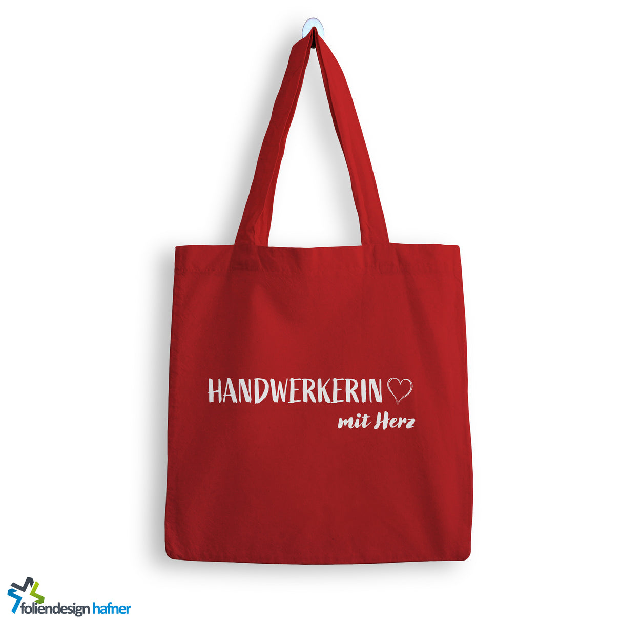 Jutebeutel Handwerkerin mit Herz Tasche Baumwolle 10 Liter