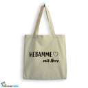Jutebeutel Hebamme mit Herz Tasche Baumwolle 10 Liter