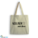 Jutebeutel Kellner mit Herz Tasche Baumwolle 10 Liter