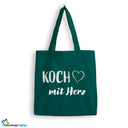 Jutebeutel Koch mit Herz Tasche Baumwolle 10 Liter