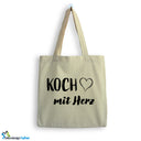 Jutebeutel Koch mit Herz Tasche Baumwolle 10 Liter