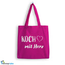 Jutebeutel Koch mit Herz Tasche Baumwolle 10 Liter