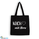 Jutebeutel Koch mit Herz Tasche Baumwolle 10 Liter