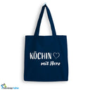 Jutebeutel Köchin mit Herz Tasche Baumwolle 10 Liter