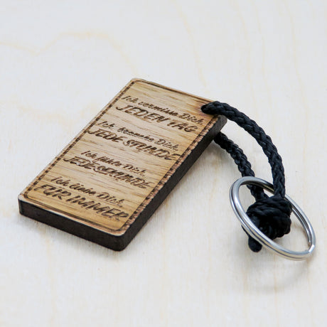 Gravur Schlüsselanhänger aus Holz - Modell: Ich vermisse Dich