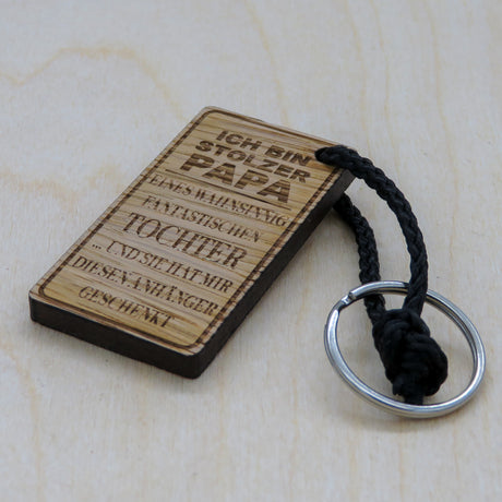 Gravur Schlüsselanhänger aus Holz - Modell: ICH BIN STOLZER PAPA