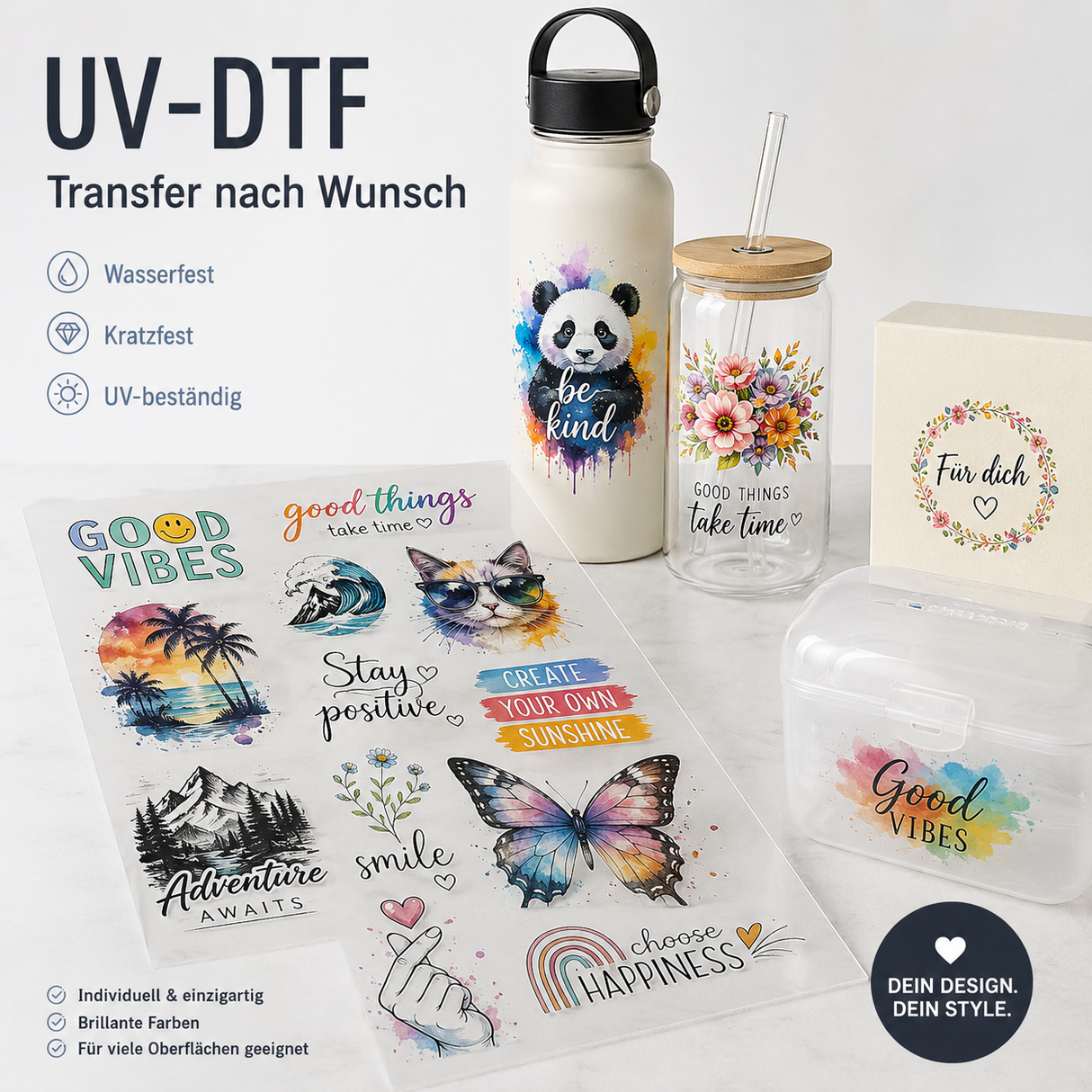UV-DTF Transfer nach Wunsch